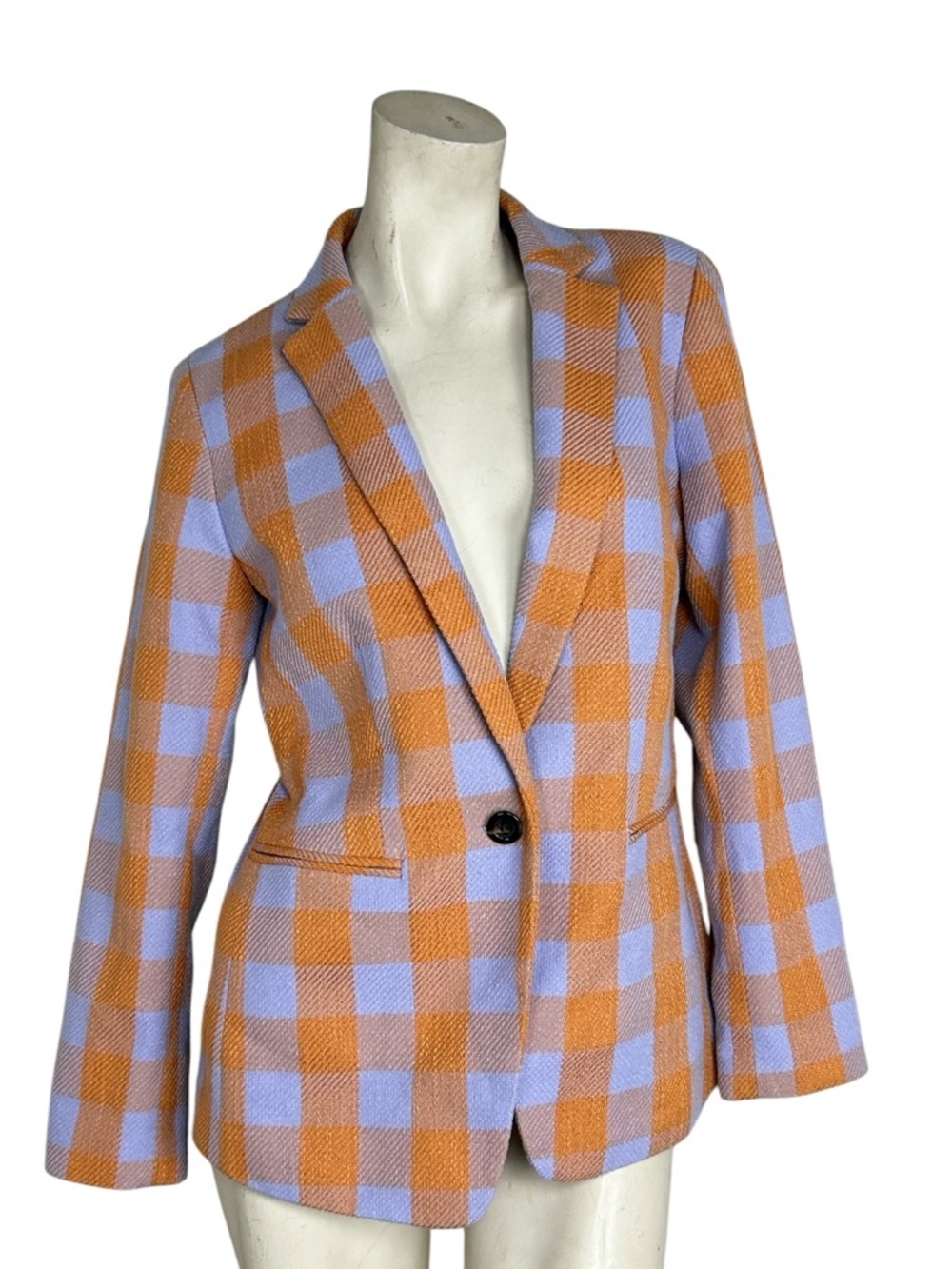 Ann Taylor Petite Hutton Blazer Gingham Textured Jacket 10P Career Chic Spring - Picture 2 of 10